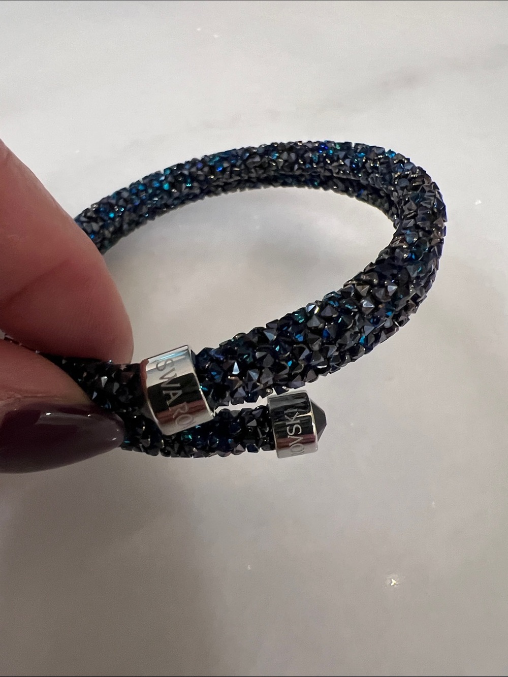 Swarovski Iridescent Navy Crystal Pavé Double-Wrap Bracelet